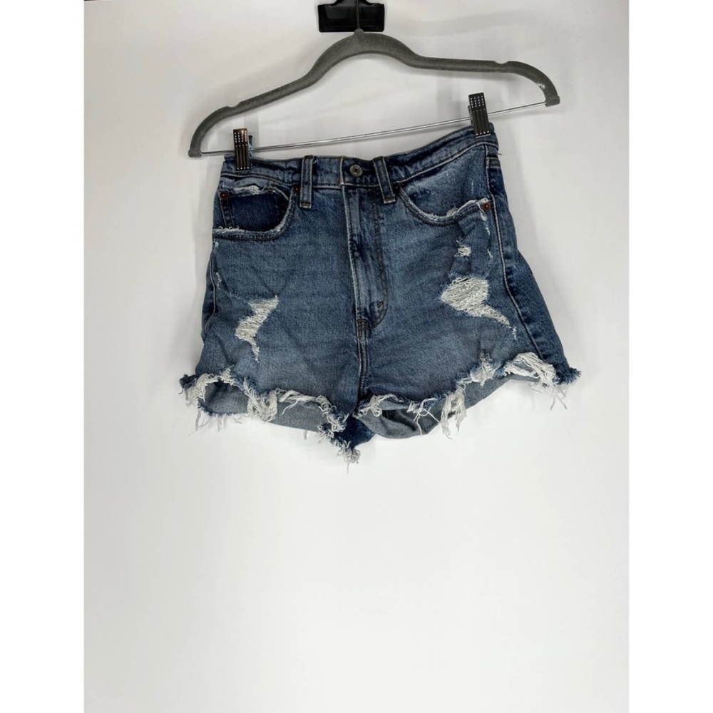 Abercrombie curve love high rise mom short denim medium destroy wash 26